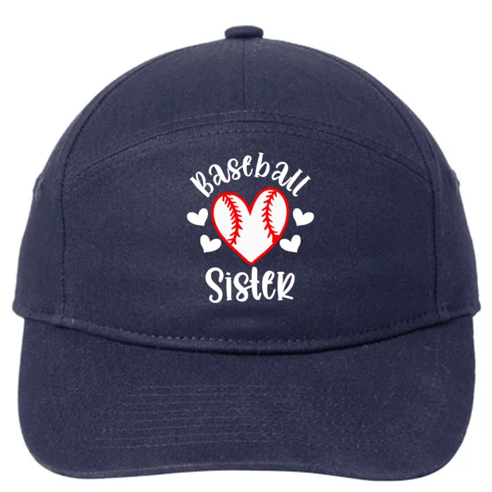 Baseball Sister Game Day Sport Heart 7-Panel Snapback Hat