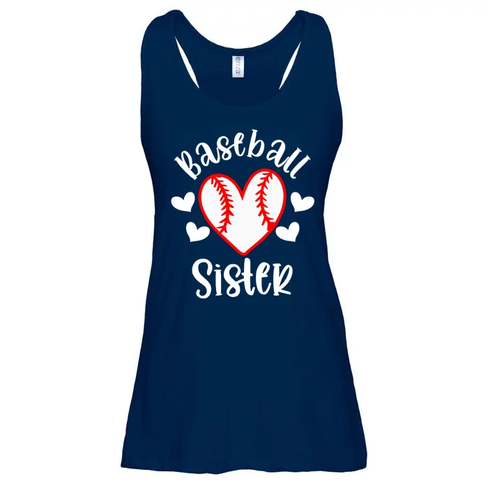 Baseball Sister Game Day Sport Heart Ladies Essential Flowy Tank