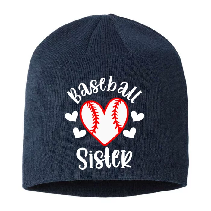 Baseball Sister Game Day Sport Heart 8 1/2in Sustainable Knit Beanie