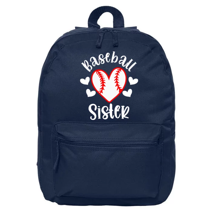 Baseball Sister Game Day Sport Heart 16 in Basic Backpack