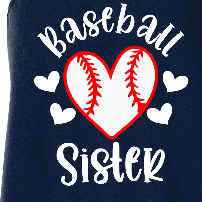 Baseball Sister Game Day Sport Heart Women's Racerback Tank