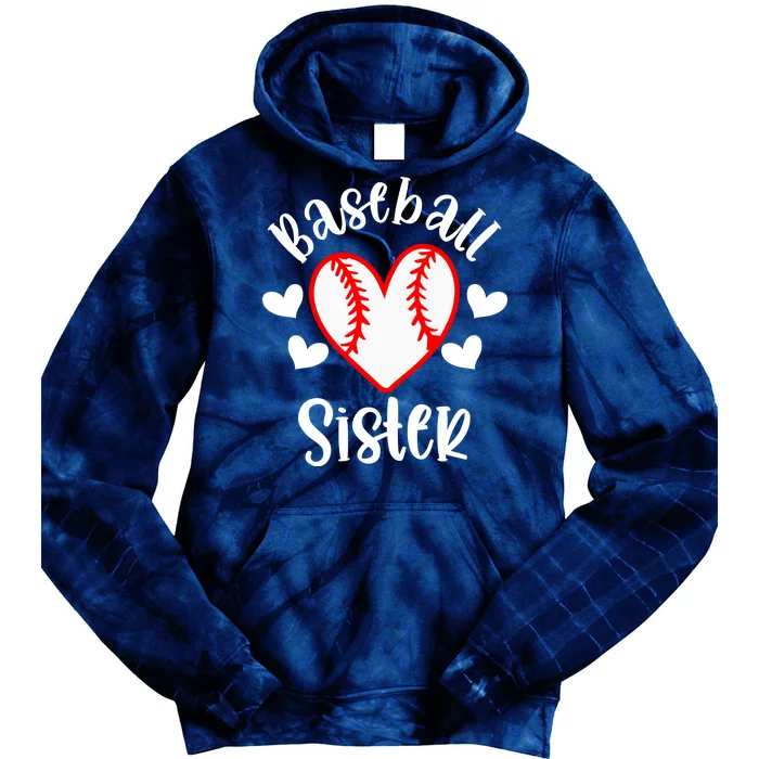 Baseball Sister Game Day Sport Heart Tie Dye Hoodie