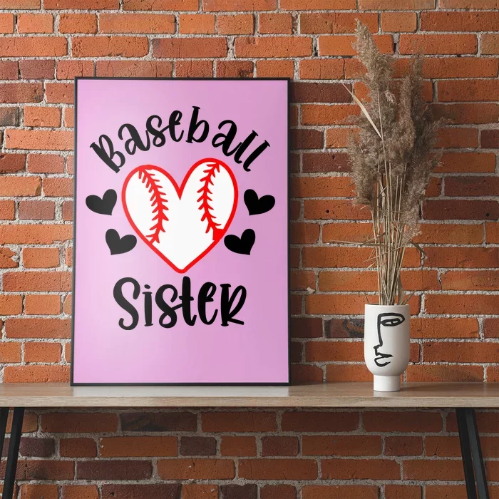 Baseball Sister Game Day Sport Heart Poster