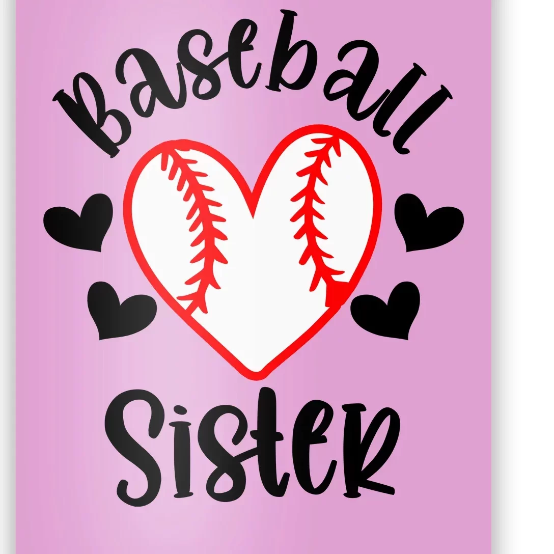 Baseball Sister Game Day Sport Heart Poster