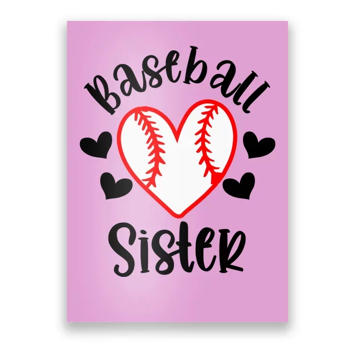 Baseball Sister Game Day Sport Heart Poster