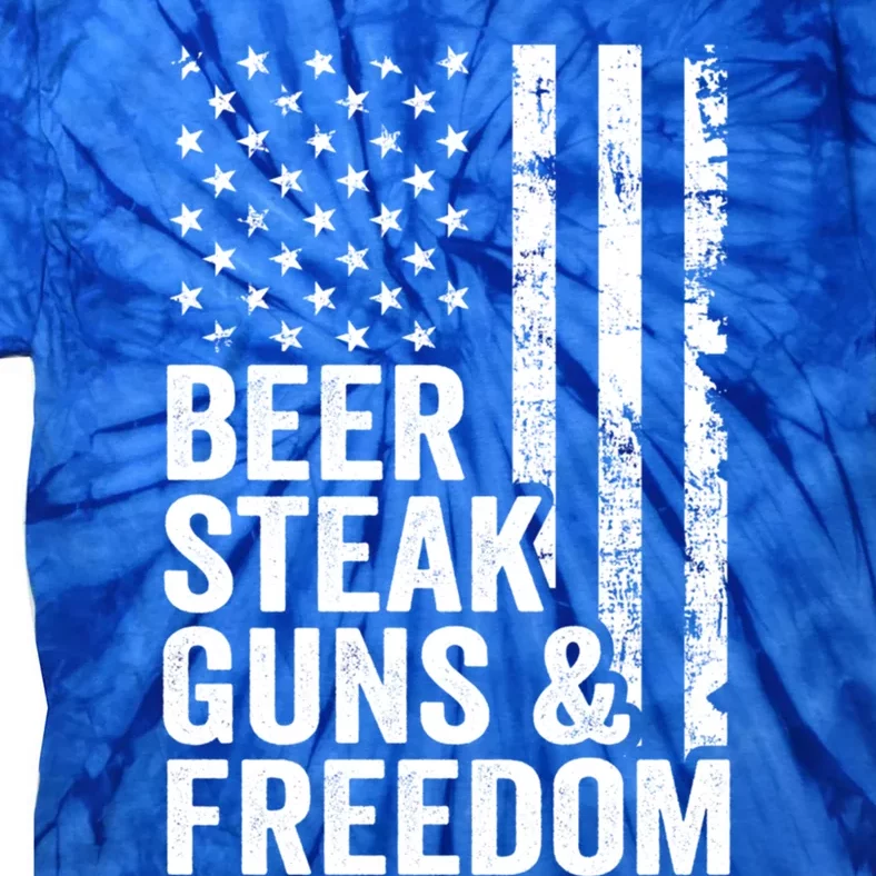 Beer Steak Guns And Freedom Usa Flag Bbq Ing Funny Gift Tie-Dye T-Shirt