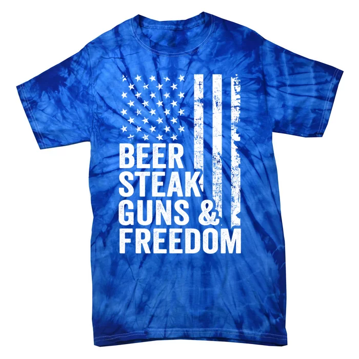 Beer Steak Guns And Freedom Usa Flag Bbq Ing Funny Gift Tie-Dye T-Shirt