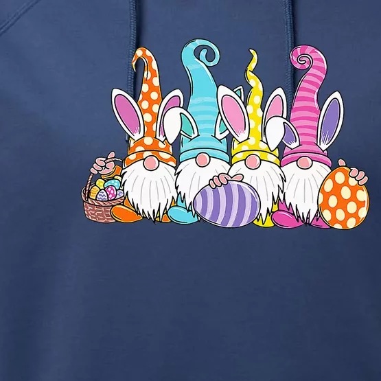 Bunny Spring Gnome Easter Egg Hunting And Basket Performance Fleece Hoodie