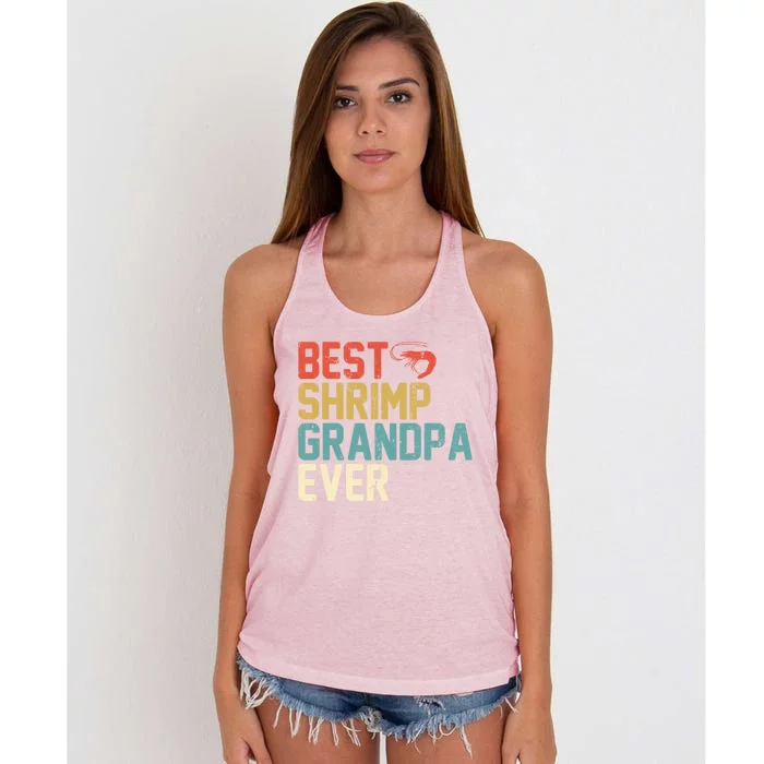 Best Shrimp Grandpa Ever Retro Gift Grandpa Funny Gift Women's Knotted Racerback Tank