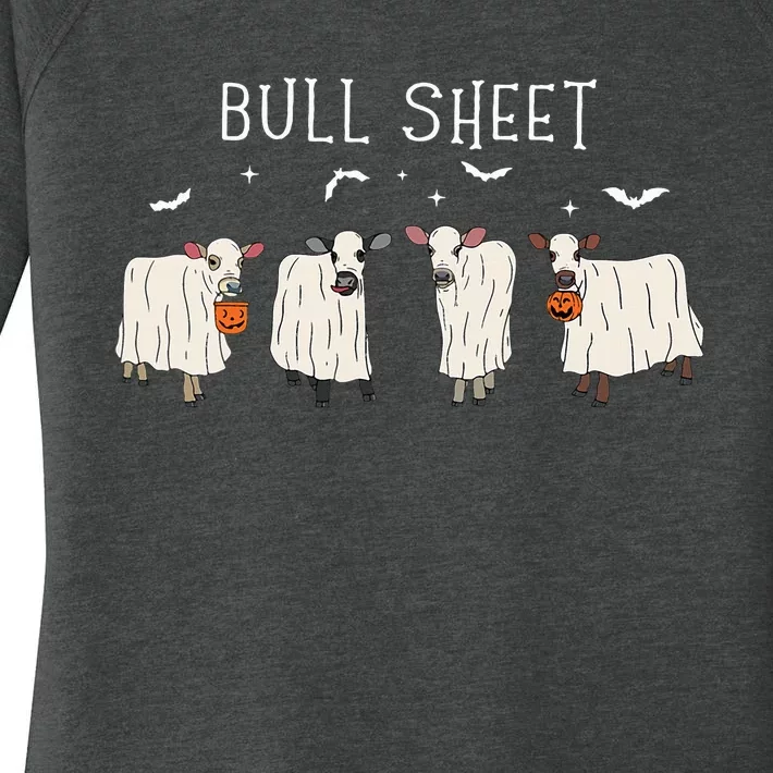 Bull Sheet Ghost Cow Halloween Funny This Is Bull Sheet Women's Perfect Tri Tunic Long Sleeve Shirt