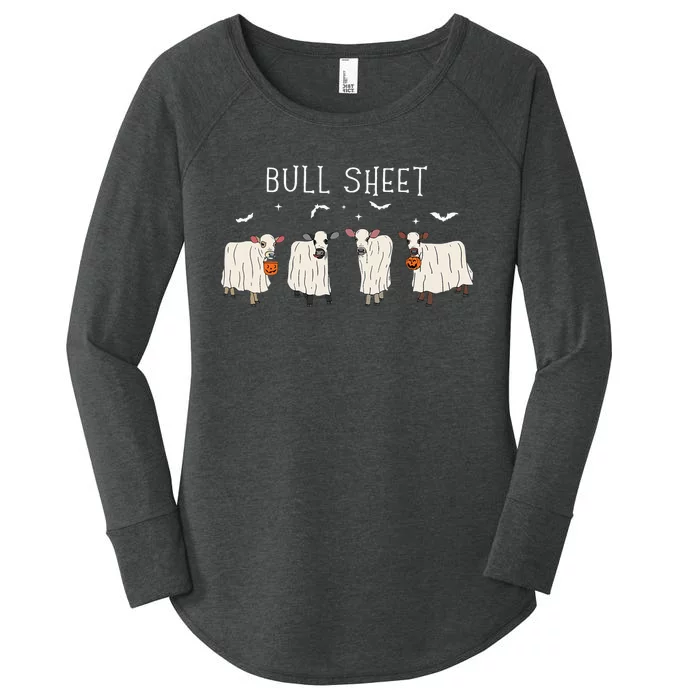 Bull Sheet Ghost Cow Halloween Funny This Is Bull Sheet Women's Perfect Tri Tunic Long Sleeve Shirt