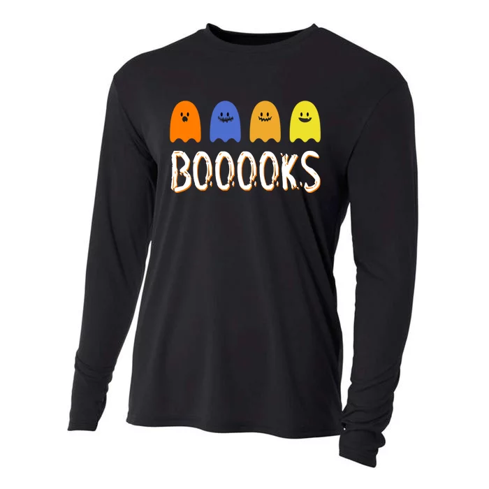 Books Spooky Ghost Funny Halloween Cooling Performance Long Sleeve Crew