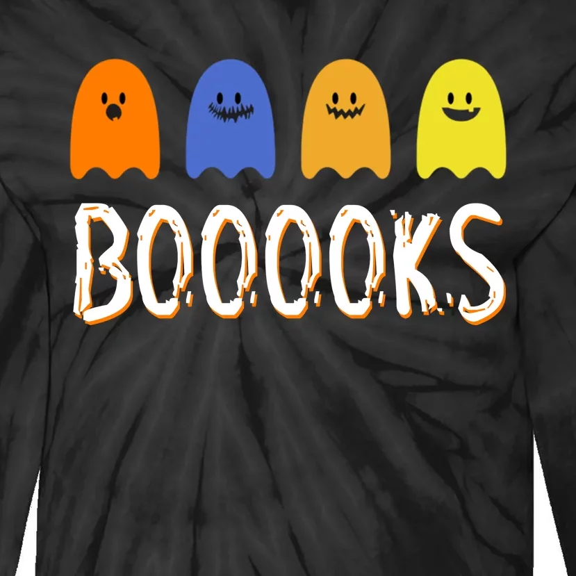 Books Spooky Ghost Funny Halloween Tie-Dye Long Sleeve Shirt