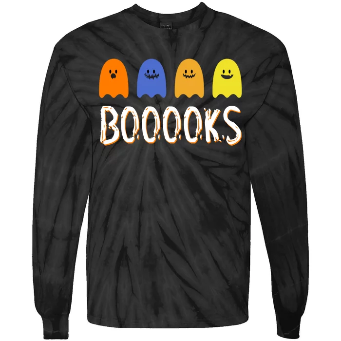 Books Spooky Ghost Funny Halloween Tie-Dye Long Sleeve Shirt