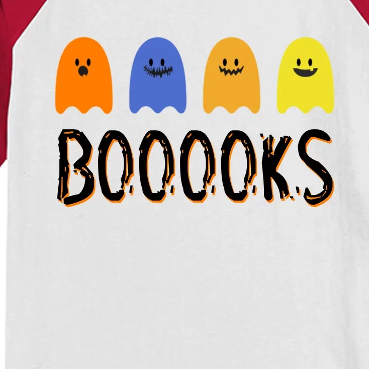 Books Spooky Ghost Funny Halloween Kids Colorblock Raglan Jersey