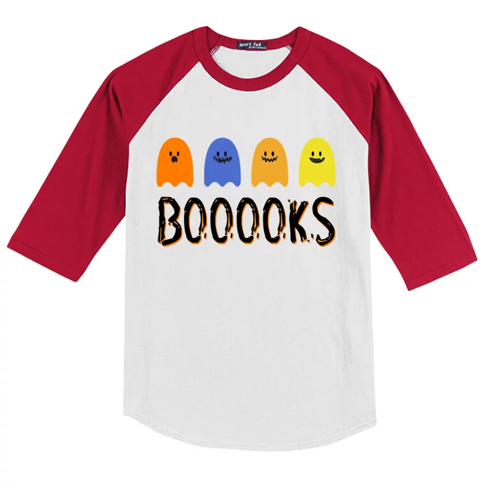 Books Spooky Ghost Funny Halloween Kids Colorblock Raglan Jersey