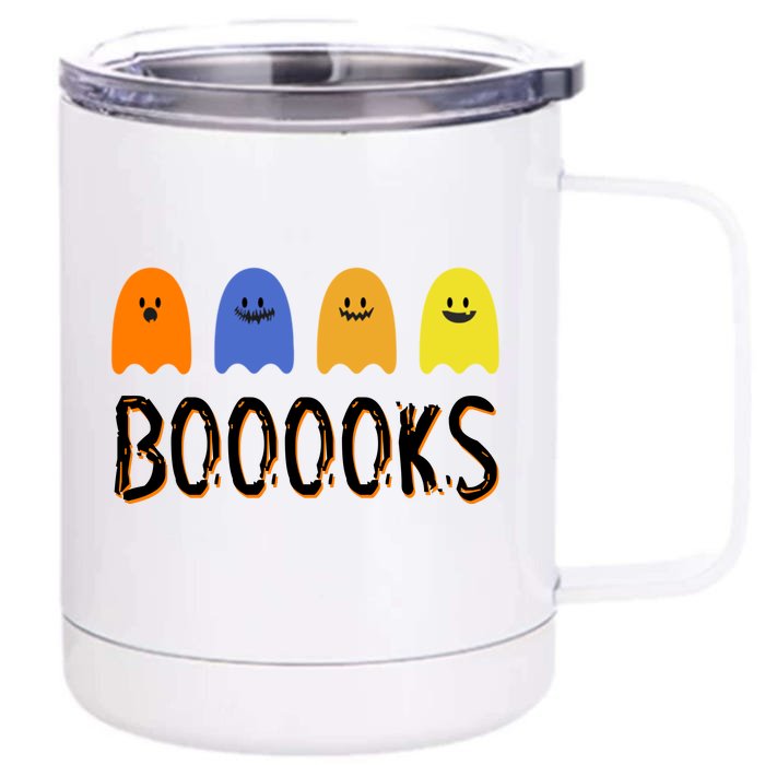 Books Spooky Ghost Funny Halloween Front & Back 12oz Stainless Steel Tumbler Cup