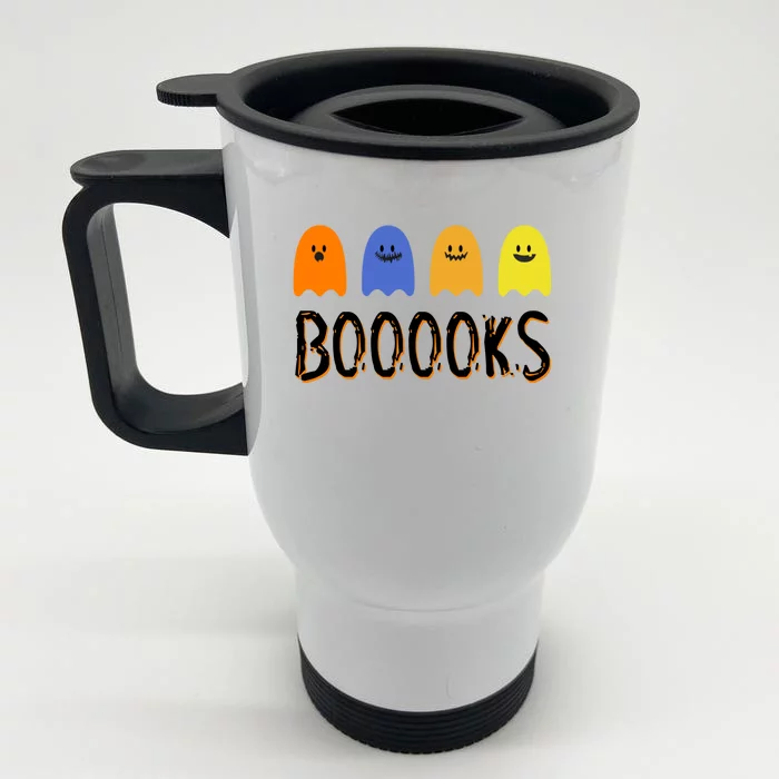 Books Spooky Ghost Funny Halloween Front & Back Stainless Steel Travel Mug