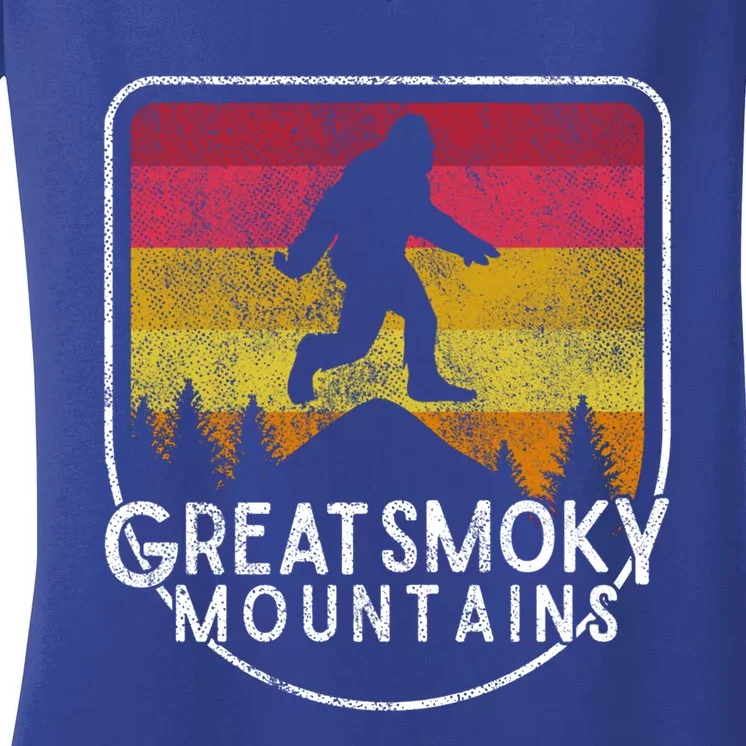 Bigfoot Sasquatch Great Smoky Mountains National Park Gift Women's V-Neck T-Shirt