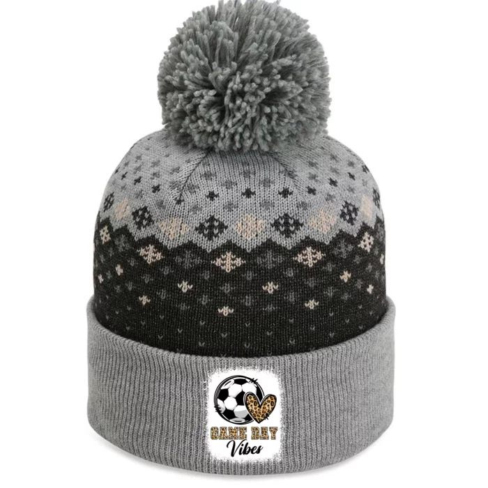 Bleached Soccer Game Day Vibes Soccer Mom Game Day Season Gift The Baniff Cuffed Pom Beanie