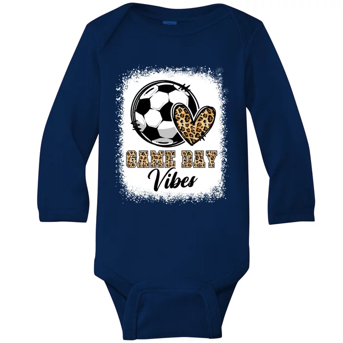 Bleached Soccer Game Day Vibes Soccer Mom Game Day Season Gift Baby Long Sleeve Bodysuit