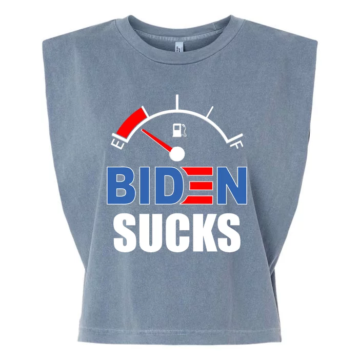 Biden Sucks Gas Tank On Empty E Garment-Dyed Women's Muscle Tee