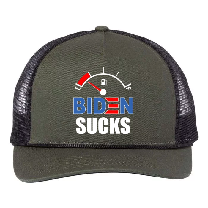 Biden Sucks Gas Tank On Empty E Retro Rope Trucker Hat Cap