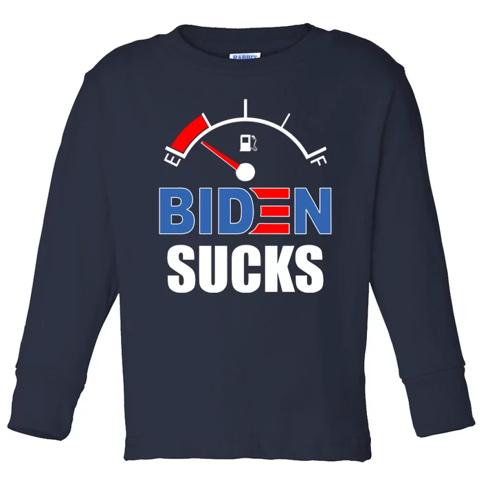 Biden Sucks Gas Tank On Empty E Toddler Long Sleeve Shirt