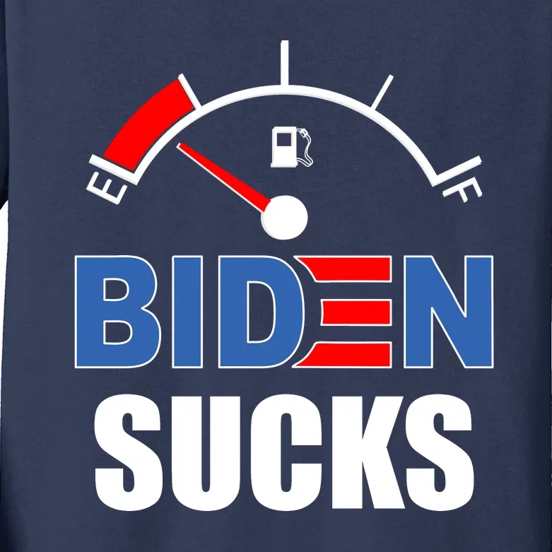 Biden Sucks Gas Tank On Empty E Kids Long Sleeve Shirt