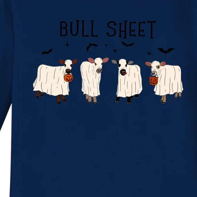 Bull Sheet Ghost Cow Halloween Funny This Is Bull Sheet. Baby Long Sleeve Bodysuit