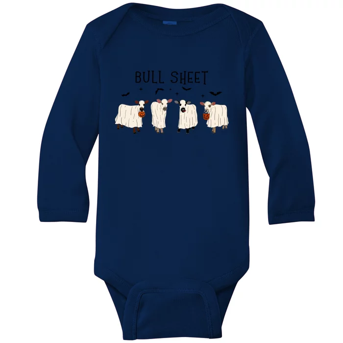 Bull Sheet Ghost Cow Halloween Funny This Is Bull Sheet. Baby Long Sleeve Bodysuit