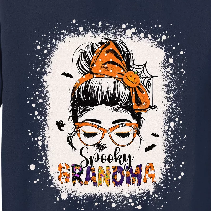 Bleached Spooky Grandma Messy Hair Woman Bun Halloween Gigi Tall Sweatshirt