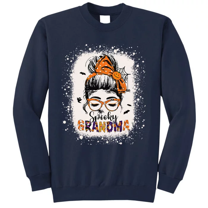 Bleached Spooky Grandma Messy Hair Woman Bun Halloween Gigi Tall Sweatshirt