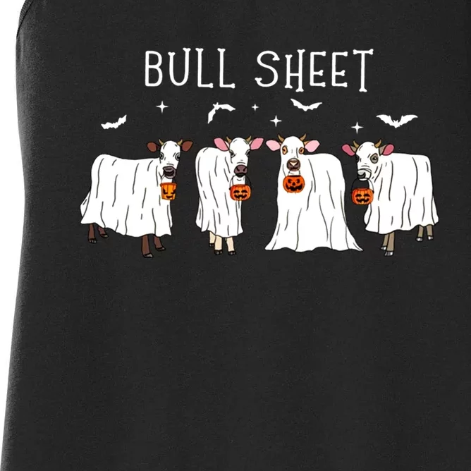 Bull Sheet Ghost Cow Halloween Funny This Is Bull Sheet Women's Racerback Tank