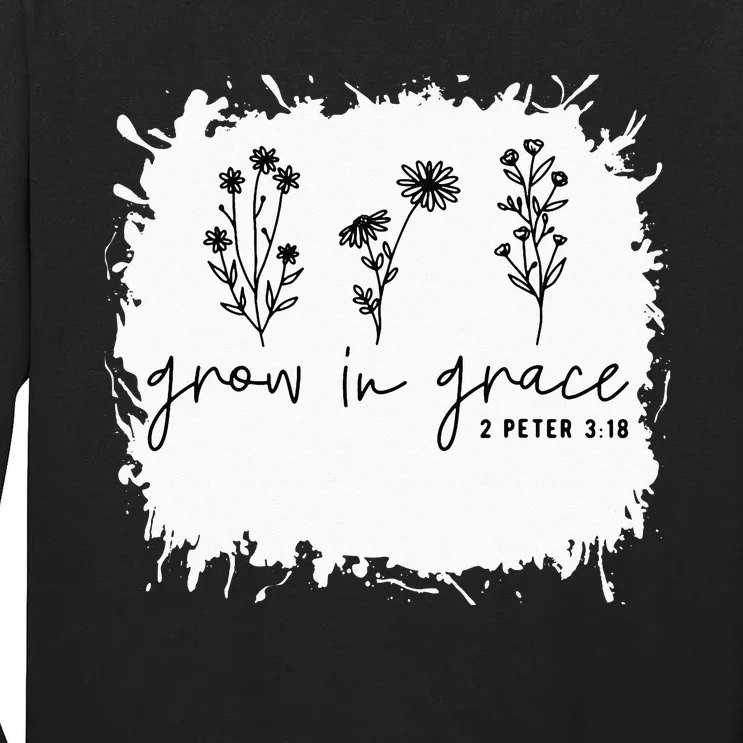 Boho Style Grow In Grace Succulent Plant Faith Christian Tall Long Sleeve T-Shirt