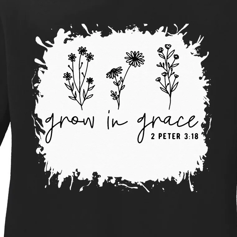 Boho Style Grow In Grace Succulent Plant Faith Christian Ladies Long Sleeve Shirt