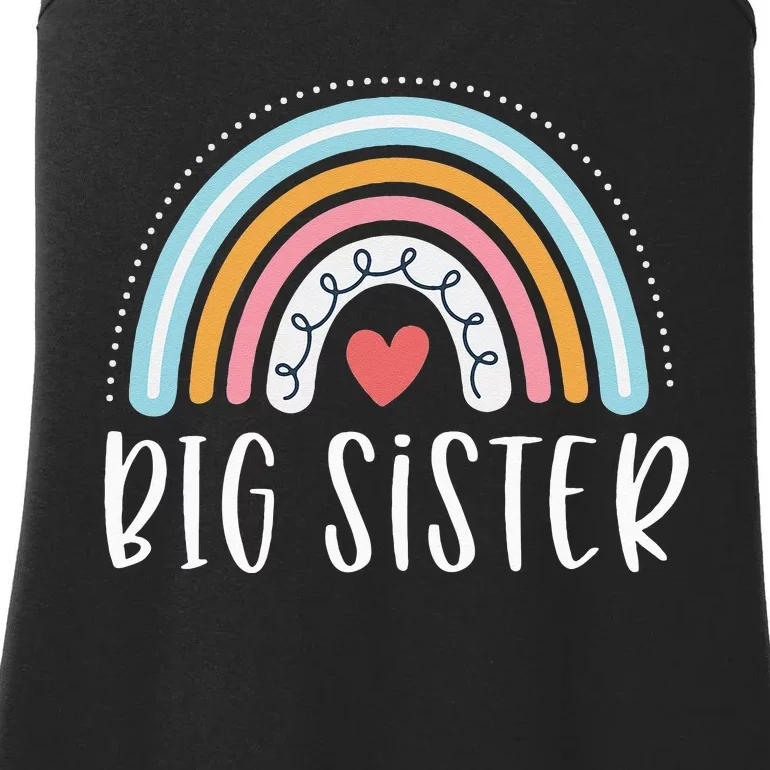 Big Sister Gifts Sibling Family Rainbow Graphic Ladies Essential Tank