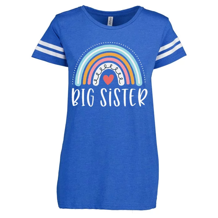 Big Sister Gifts Sibling Family Rainbow Graphic Enza Ladies Jersey Football T-Shirt