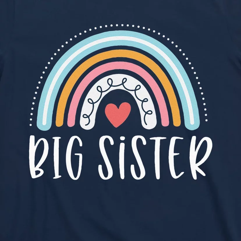 Big Sister Gifts Sibling Family Rainbow Graphic T-Shirt