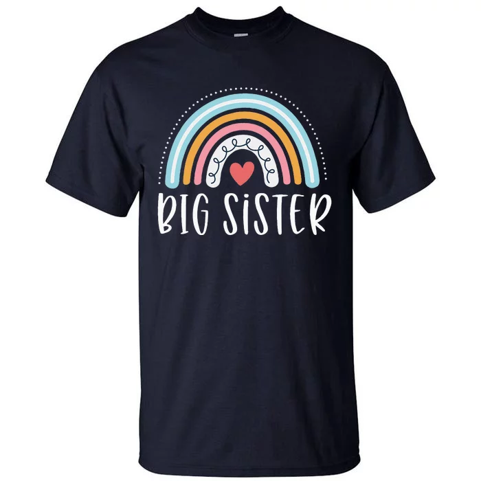 Big Sister Gifts Sibling Family Rainbow Graphic Tall T-Shirt