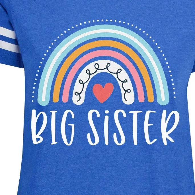 Big Sister Gifts Sibling Family Rainbow Graphic Enza Ladies Jersey Football T-Shirt