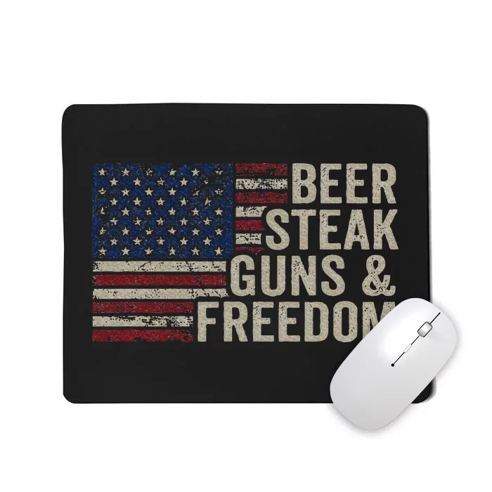 Beer Steak Guns & Freedom 4th July Usa Flag Bbq Drinking Mousepad