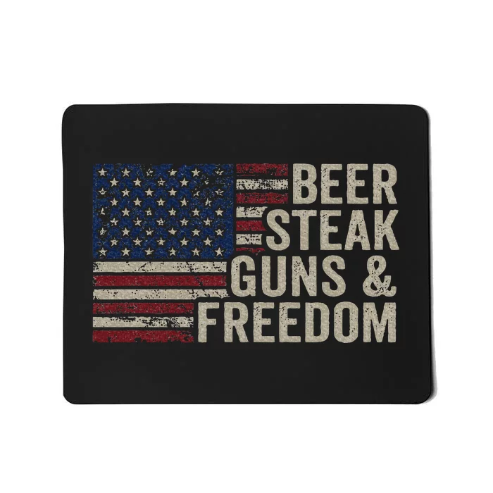 Beer Steak Guns & Freedom 4th July Usa Flag Bbq Drinking Mousepad