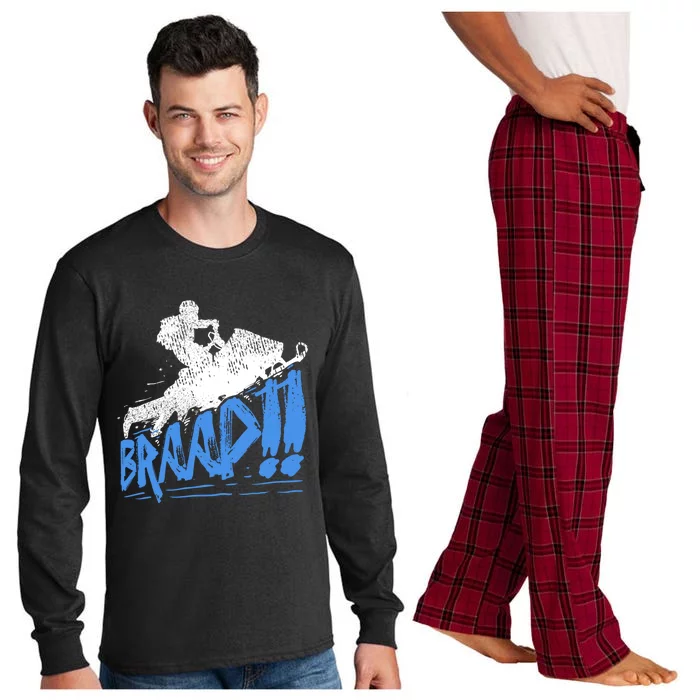 Braap Snowmobiling Gift Cool Snowmobile Driver Gift Long Sleeve Pajama Set