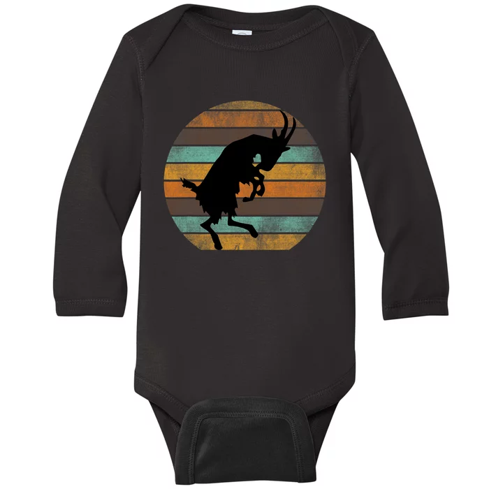 Billy Strings Goat Silhouette Retro Sunset Baby Long Sleeve Bodysuit