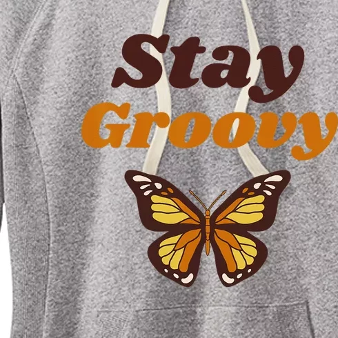 Butterfly Stay Groovy Retro Hippie Positive Mind Happy Life Women's Fleece Hoodie