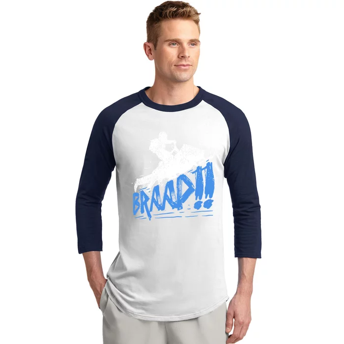 Braap Snowmobiling Gift Cool Snowmobile Driver Great Gift Baseball Sleeve Shirt