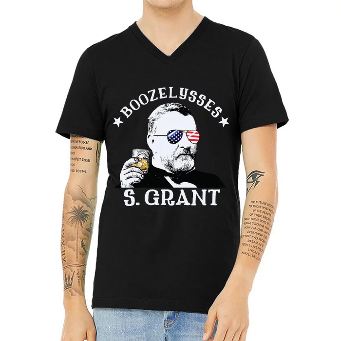 Boozelysses S Grant Ulysses S Grant Drinking Presidents V-Neck T-Shirt