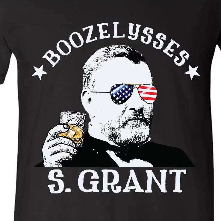 Boozelysses S Grant Ulysses S Grant Drinking Presidents V-Neck T-Shirt