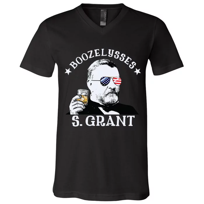 Boozelysses S Grant Ulysses S Grant Drinking Presidents V-Neck T-Shirt